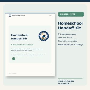 Homeschool Handoff Kit printable PDF cover and planner preview