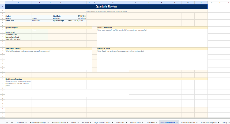 Homeschool Tracker Spreadsheet: The Homeschool Command Center - Image 4