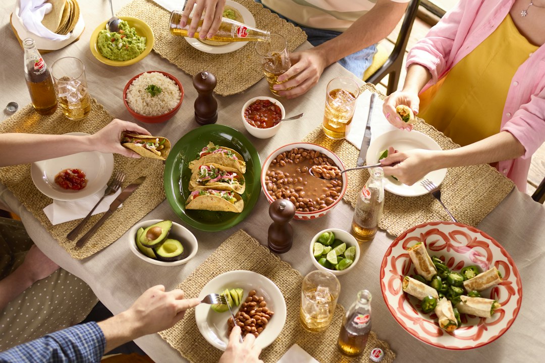 People gathered around a table sharing a meal